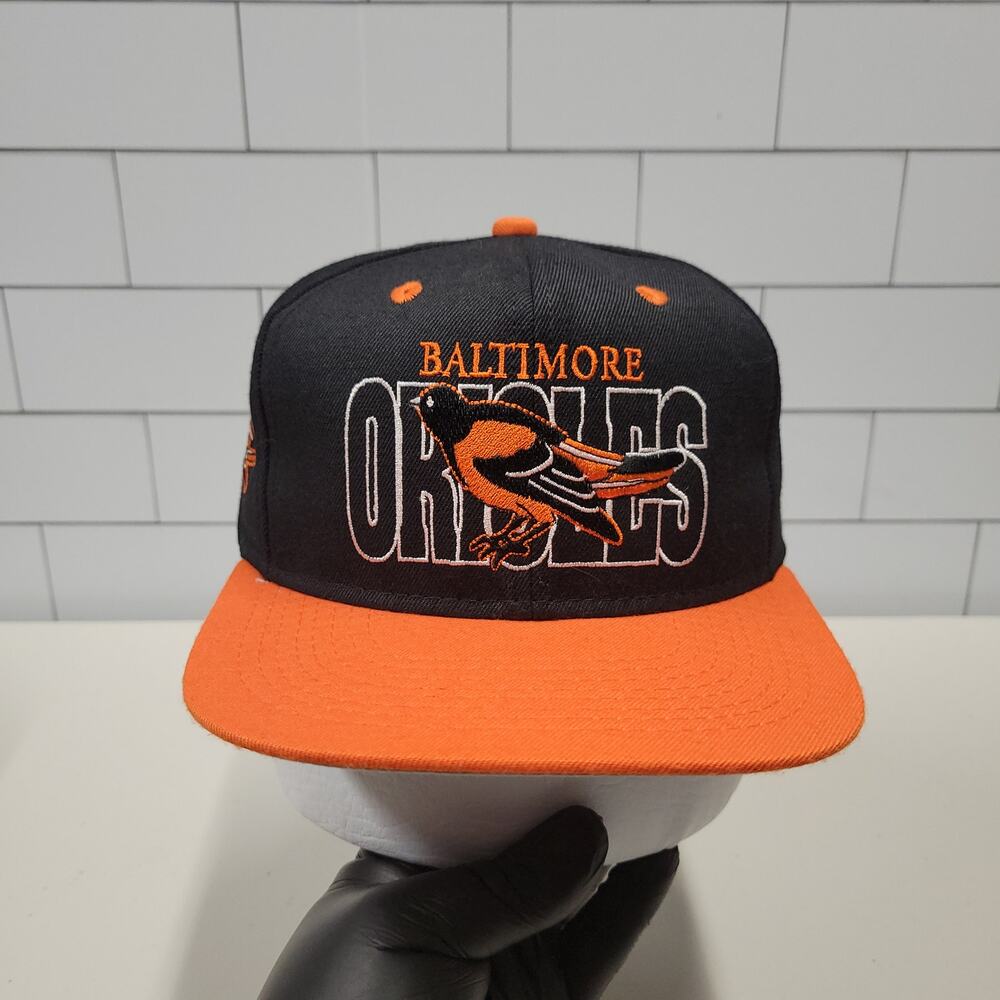 Vintage 90s New Era Baltimore Orioles Apparel 1 Spell Out Logo Snapback Hat USA
